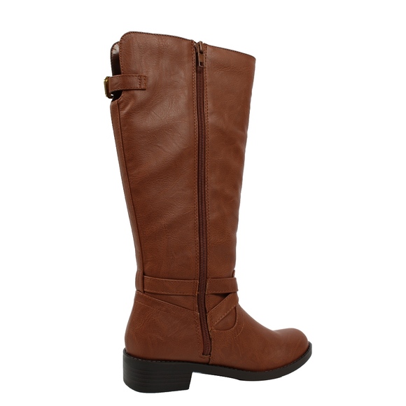 GIRLS Cognac Buckle Knee High Riding Boot - Picture 4 of 6